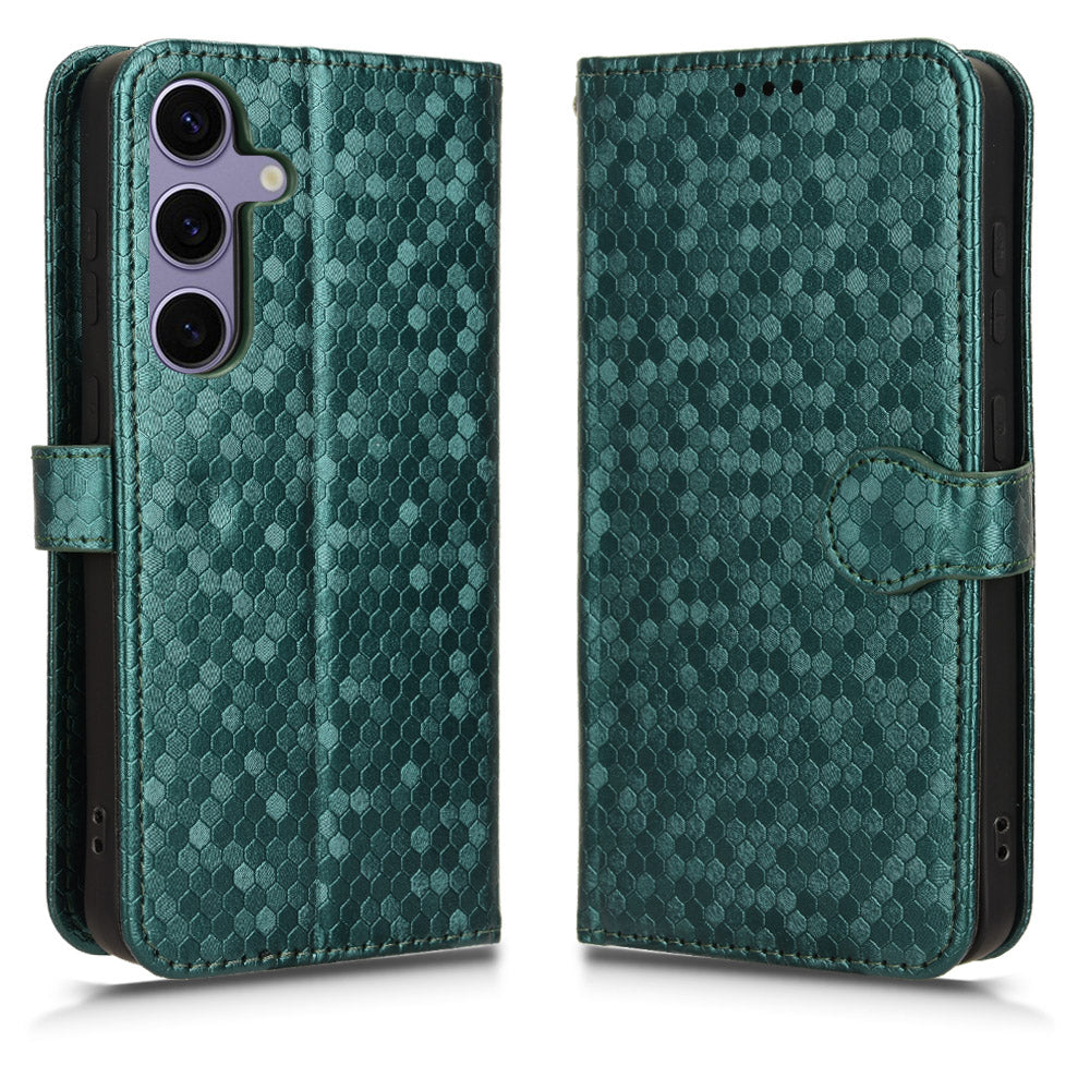 For Samsung Galaxy S24+ Magnetic Case PU Leather Imprinted Dots Pattern Wallet Cover - Dark Blue For Samsung Galaxy S24+ Magnetic Case PU Leather Imprinted Dots Pattern Wallet Cover - Dark Blue